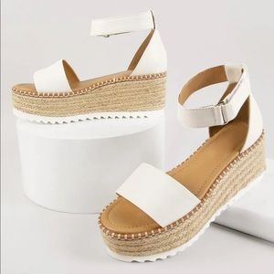 White platform wedges